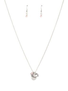 Paparazzi "MOM" Pink and Silver Necklace and Earrings Set (NS269)
